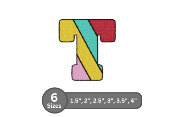 Candy Stripe Alphabet - T: A Charming Embroidery Font