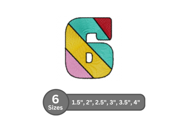 Candy Stripe Number -6: A Bold and Playful Embroidery Font