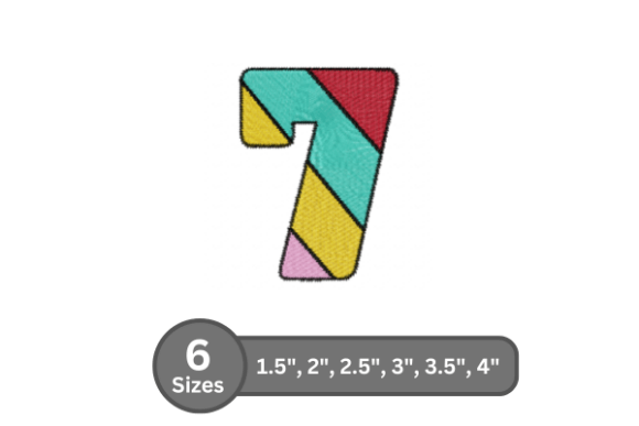 Candy Stripe Number -7: A Bold Embroidery Font