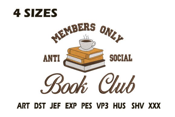 Charming Anti Social Book Club Embroidery