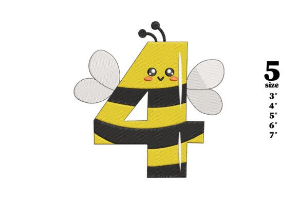 Charming Bee in the Shape of the Number 4