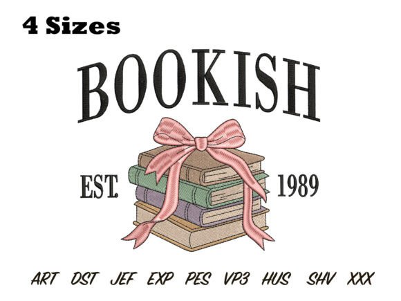 Charming Bookish Bow Stack Embroidery