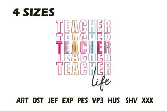 Charming Teacher Life Retro Embroidery Design