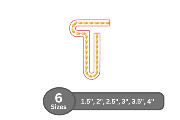 Rope Twist Alphabet - T: A Versatile Embroidery Font