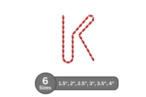 Soft Cord Alphabet -K: A Stylish Embroidery Font