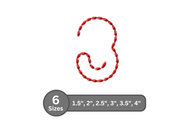 Soft Cord Number -3: A Versatile Embroidery Font